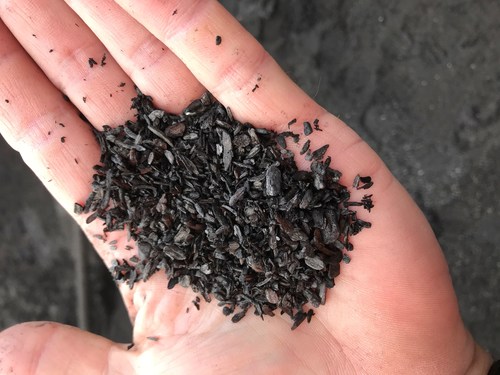 The Humboldt Sawmill Company cogeneration plant in Scotia, California produces biochar as a byproduct of energy production. Biochar is a charcoal-like substance that is a stable form of carbon.
