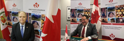 The Peruvian Canadian Institute is spearheaded by Dr. Kevin McCormick (left), President and Vice-Chancellor of Huntington University and Founding President of the Peruvian Canadian Institute along with Marc G. Serré (right), Member of Parliament for Nickel Belt, Chair of the Canadian Section of ParlAmericas, and Founding Chair of the Peruvian Canadian Institute Advisory Council (CNW Group/Peruvian Canadian Institute)