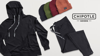 Chipotle's new Holiday Goods collection includes comfy and trendy loungewear featuring minimalist Chipotle branding and made with organic cotton.