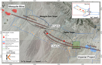 FIGURE 1: DRY STREAM / “ARROYO” SAMPLING - GOLD ANOMALY MAP (CNW Group/Kore Mining)