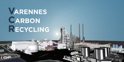 Varennes Carbon Recycling (VCR) will produce biofuels and renewable chemicals made from non-recyclable residual materials as well as wood waste. The plant will leverage green hydrogen and oxygen produced through electrolysis, transforming Quebec’s excess hydroelectricity capacity into value-added biofuels and renewable chemicals. (CNW Group/Enerkem Inc.)