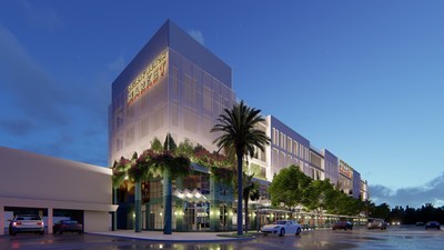 Exterior rendering of Delray Beach Market, one of America’s newest food hall experiences by Menin Development