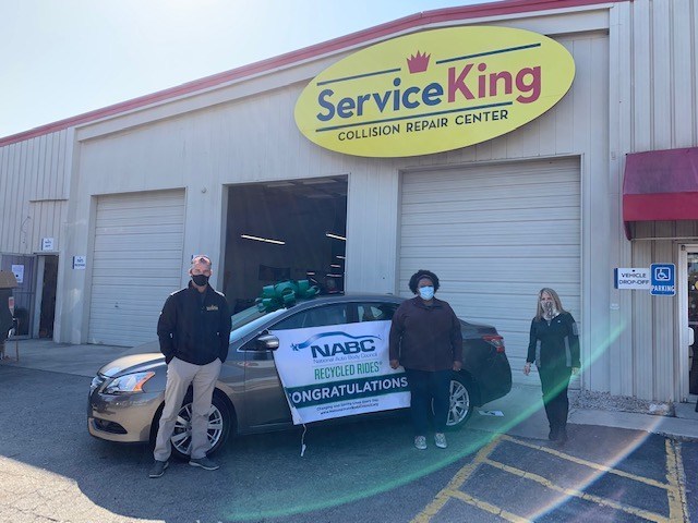 Service King Collision® recently repaired and donated a 2015 Nissan Sentra to La-Tieka Sims, a local San Antonio resident, through the National Auto Body Council's (NABC™) Recycled Rides® program.