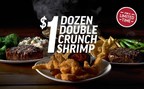 ¡Por tiempo limitado, en restaurantes Applebee's participantes en Texas, adicione una docena de Double Crunch Shrimp a cualquier filete de res por tan solo $1, y/o un Perfect Margarita por $5*!