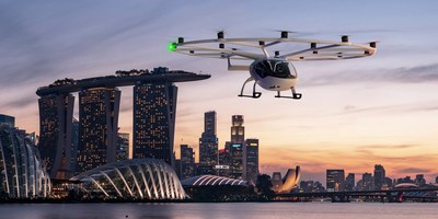 Volocopter Commits to Launch Air Taxi Services in Singapore, VoloCity over Singapore ©Volocopter