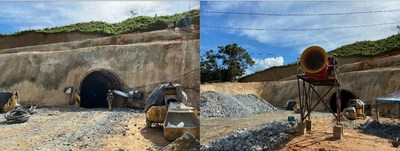 Figure 2. Pictures show general views of the new mine portal under construction at the Cordero-Balvina project. (CNW Group/Soma Gold Corp.)