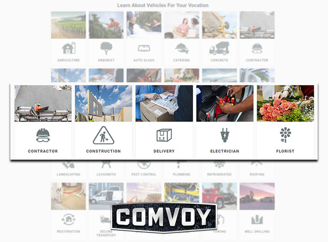 Comvoy.com is the first work truck marketplace built for hard-working vocations that have been essential. Home delivery, construction, landscaping, and more have seen growth during COVID. Comvoy.com delivers searchable configuration data on commercial vehicles, including body manufacturer, body type, body accessories and equipment, along with all chassis details.