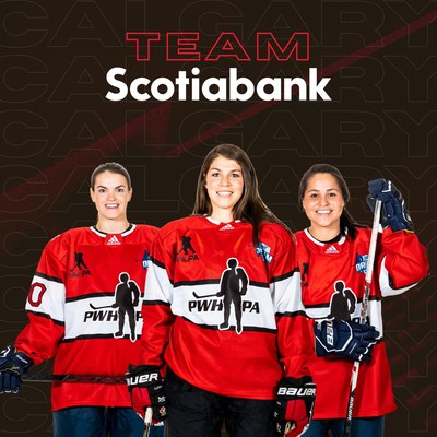 Three of Team Scotiabank’s 23 players (from left to right): Blayre Turnbull (Forward), Rebecca Johnston (Forward), Brigette Lacquette (Defence) (CNW Group/Scotiabank)