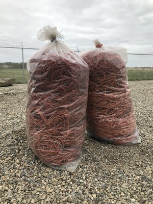 Plastic twine is commonly used in farm operations to bind hay, straw and silage for storage, but at the end of its useful life, twine is challenging to manage. This Cleanfarms pilot aims to develop a stable recycling program for agricultural twine. – Cleanfarms photo (CNW Group/CleanFARMS Inc.)