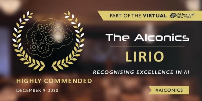 Lirio AIconics 2020 Best Innovation in Deep Learning Highly Commended