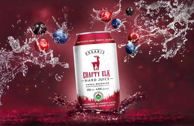 The Crafty Elk Hard Juices are low-alcohol beverages made with premium vodka and exotic ingredients such as goji berries, prickly pear, ginger and turmeric delivered in environmentally friendly, recyclable cans.