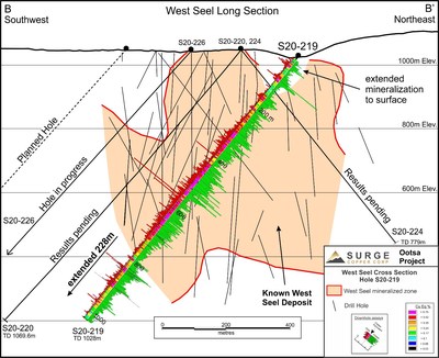 Figure 2: West Seel Long Section Showing Hole S20-219 