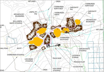 Figure 2: Site Plan (CNW Group/O3 Mining Inc.)