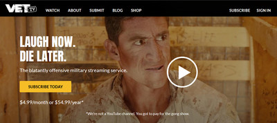 VET Tv, also known as Veteran Television, is a subscription-based streaming video on demand (SVOD) channel that makes TV shows and films all rooted in dark and irreverent military comedy, meant to facilitate social connection among post-9/11 veterans. VET Tv uses humor and camaraderie to bring veterans together, to heal the mental wounds of war and to prevent veteran suicide. Learn more and subscribe at VeteranTv.com.