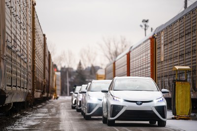 Canada’s first fleet of hydrogen fuel cell electric vehicles, 50 Toyota Mirai for use by the Government of Quebec, arrived in Quebec on December 10, 2018. (CNW Group/Toyota Canada Inc.)