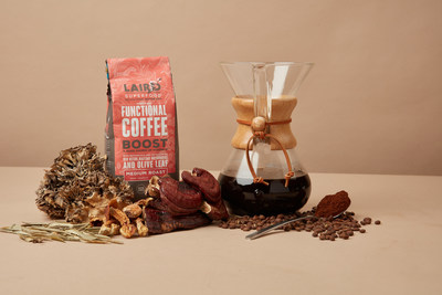 Boost Coffee blend is made using the Laird Superfood Medium Roast coffee beans, functional mushroom extracts from Red Reishi and Maitake, Olive Leaf extract, and Agaricus mushroom powder. Each 12 oz serving has <percent>15%</percent> of your daily Vitamin D needs when prepared using a wire filter.