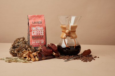 Boost Coffee blend is made using the Laird Superfood Medium Roast coffee beans, functional mushroom extracts from Red Reishi and Maitake, Olive Leaf extract, and Agaricus mushroom powder. Each 12 oz serving has 15% of your daily Vitamin D needs when prepared using a wire filter.