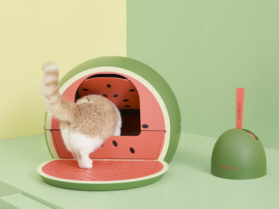Bac  litire pour chats en forme de melon d'eau, produit phare de Vetreska, distribu dans le monde entier (PRNewsfoto/ClearVue Partners)