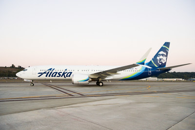 A new Alaska Airlines 737-9 MAX waiting for delivery to the airline at Seattle’s Boeing Field.
