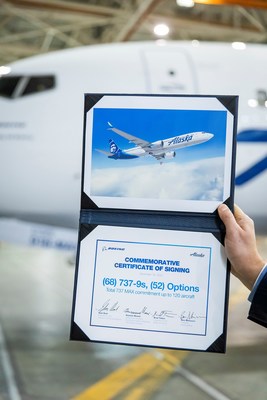 Commemorative Certificate of Signing on Dec. 18 between Alaska Airlines and Boeing for 737-9 MAX order.