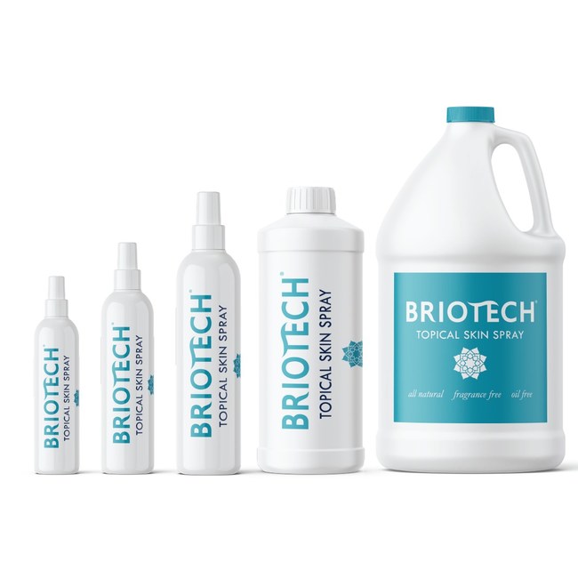 Briotech Topical Skin Spray is the perfect cosmetic solution to soothe and support your skin. Based on the science of Hypochlorous Acid (HOCl), this all-natural, highly-effective, electrically-charged signaling solution mimics the essence of your body's natural defense system. As an addition to your daily skin care regimen, our customers report great cosmetic results with skin imperfections, as a gentle exfoliate, as an anti-wrinkle remedy and in scar reduction, and as a hydrating mist. Briotech Topical Skin Spray is the perfect cosmetic solution to soothe and support your skin. Based on the science of Hypochlorous Acid (HOCl), this all-natural, highly-effective, electrically-charged signaling solution mimics the essence of your body's natural defense system. As an addition to your daily skin care regimen, our customers report great cosmetic results with skin imperfections, as a gentle exfoliate, as an anti-wrinkle remedy and in scar reduction, and as a hydrating mist.