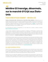 Tlcharger Le Communiqu De Presse (Groupe CNW/O3 Mining Inc.)