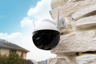 The C8C is EZVIZ's first-ever outdoor pan/tilt camera and is equipped with AI human detection.