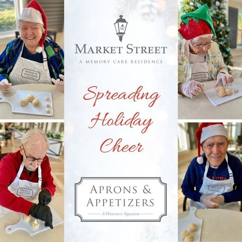 Watercrest's signature programming, 'Aprons & Appetizers' creates a multi-sensory experience for seniors at Market Street Memory Care Residence East Lake who delighted in a traditional Christmas Cookie workshop this holiday season.