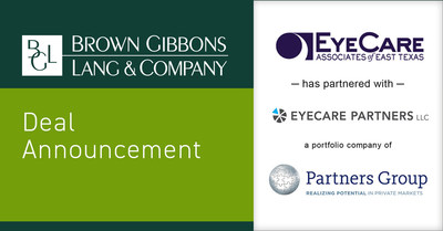 Brown Gibbons Lang & Company (BGL) is pleased to announce a new partnership between EyeCare Associates of East Texas (ECA) and EyeCare Partners (ECP) resulting in the addition of ECA’s four Texas clinics to ECP’s national network of full-scope medical optometry and ophthalmology practices, and launching ECP’s expanded presence in Texas. BGL’s Healthcare & Life Sciences team served as the exclusive financial advisor to ECA in the transaction.