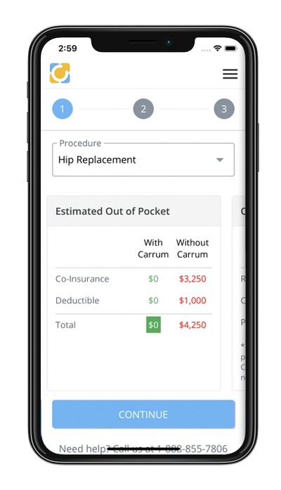 The Carrum Health App eliminates surprise medical bills, giving patients transparent pricing from the start and guiding them through their surgery journey.