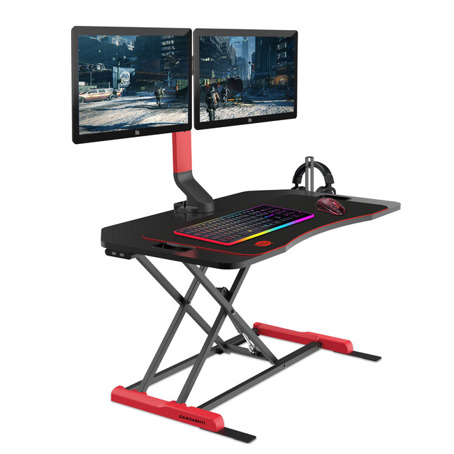 Dardashti Gaming Riser - includes dual 27" monitor mount, premium mouse pad - commercial grade with 3 year warranty