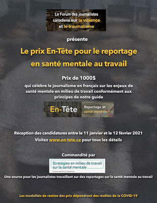 Affiche pour le concours du prix En-Tte, 2020 (Groupe CNW/Le Forum des journalistes canadiens sur la violence et le traumatisme)