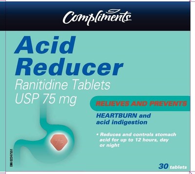 Acid Reducer (ranitidine) sold under the brand name Compliments (CNW Group/Health Canada)
