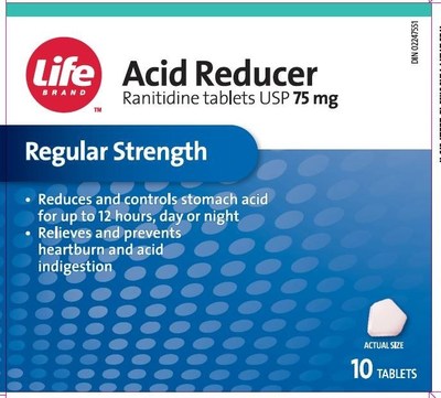 Réducteur d’acide (ranitidine) vendu sous les noms de marque LifeBrand (Groupe CNW/Santé Canada)
