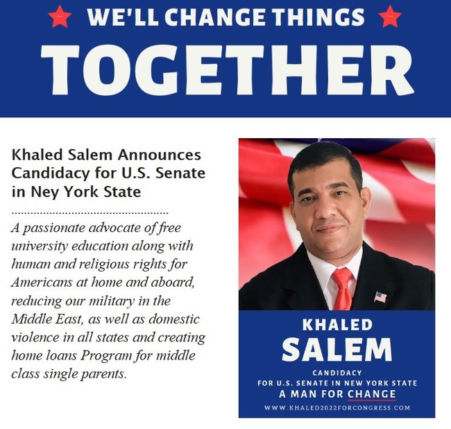 Khaled Salem, U.S. Senate Candidate for New York