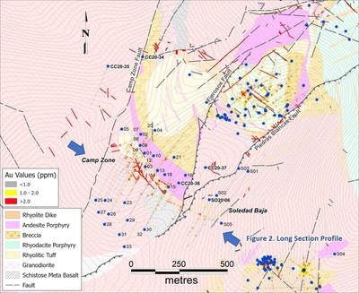 Figure 1: Geological map with drill hole traces projected to surface. (CNW Group/Luminex Resources Corp.)