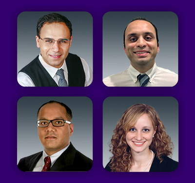 OC Blood & Cancer Care, nationally recognized board-certified oncologists and hematologists treating cancer and blood diseases in locations in Laguna Hills and Fountain Valley and at MemorialCare Cancer Institute facilities, include (clockwise from top left) Jack Jacoub, M.D.; Amol Rao, M.D.; Sarah Hassan, M.D.; and Gurpreet Multani, M.D.