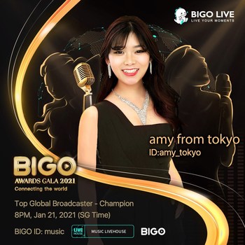 Gala des prix BIGO 2021 – meilleur diffuseur à l’échelle mondiale : Amy, @amy_tokyo