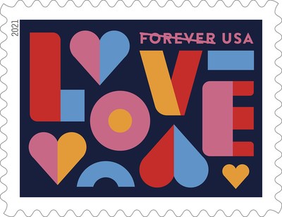 U.S. Postal Service begins the new year with Love 2021 Forever stamps. Love series stamps have been popular since 1973. The latest design features a colorful illustration that will add a special touch to cards and letters.