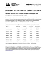 Canadian Utilities Limited Q1-2021 Common and Preferred Dividend (CNW Group/Canadian Utilities Limited)