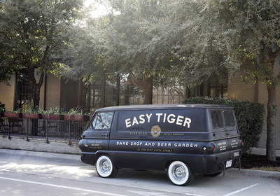 Easy Tiger’s original delivery van in front of the new East location, opening in February.