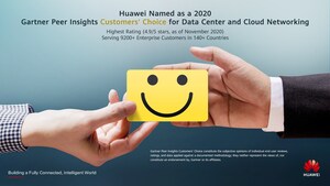 Huawei recebe o reconhecimento Gartner Peer Insights Customers' Choice (Seleção dos consumidores de Gartner Peer Insights) de 2020 na categoria de redes para centros de dados na nuvem com a qualificação mais alta