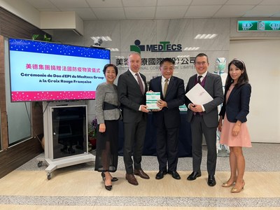 Medtecs donated pandemic prevention supplies to the French Red Cross through the French Institute in Taipei