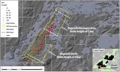 Figure 2. IP survey outline along the Regnault trend (CNW Group/Kenorland Minerals Ltd.)