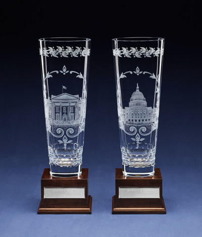 Lenox Corporation on behalf of the American people gifts custom-made one-of-a-kind engraved crystal vases to the President and Vice President