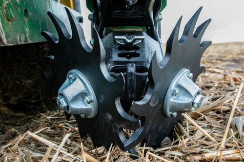 Precision Planting's new Reveal row cleaner stays engaged with the soil, allowing tine depth to be gauged from the cleaned surface, not the surface on top of soil residue.