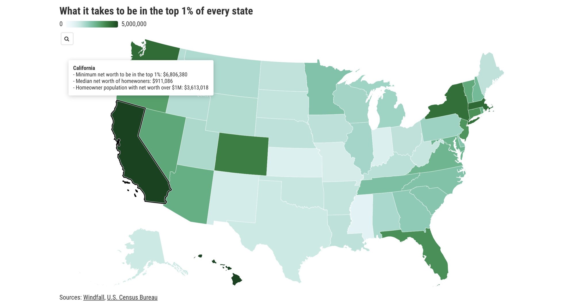 Windfall releases data on what it takes to be in the top 1 of every state