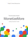 Google Awards MonetizeMore 2020 Innovation Award in Publishing Technology