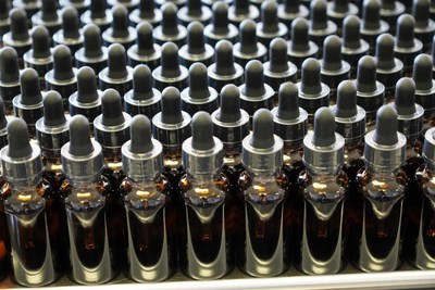 CBD Tinctures await labelling at High Purity Natural Products' Southbridge MA facility.