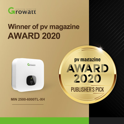 Winner of pv magazine AWARD 2020, Growatt new generation inverter MIN 2500-6000TL-XH